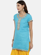 Souchii Women Blue Printed Floral Grandeur & Majestic Artwork Kurta | Grocsy