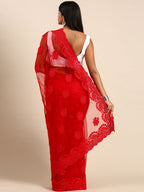kasee Ethnic Motifs Embroidered Net Saree | Grocsy