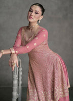 Vastranavya Mauve Embroidered Sequins Pakistani Palazzo Suit Party Wear | Grocsy