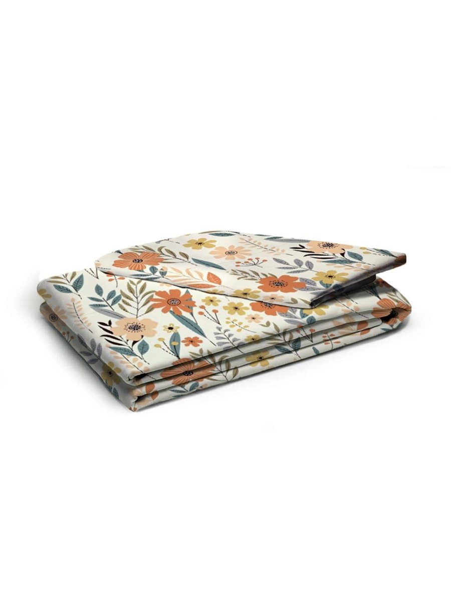 AEROHAVEN Premium Cream-Coloured Floral Cotton 300 TC King Bedsheet & 2 Pillow Covers | Grocsy