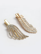 Panash Women Set of 2 Gold-Toned Cubic Zirconia-Studded Alligator Hair Clips | Grocsy