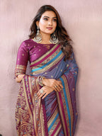 Aastha Fashion Grey Kalamkari Silk Weaving Saree | Grocsy