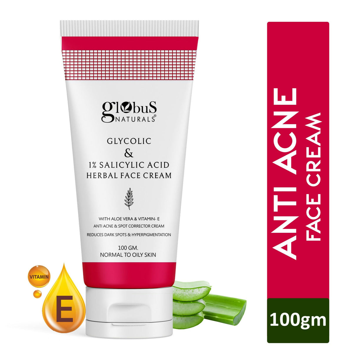 Globus Naturals Glycolic & 1% Salicylic Acid Herbal Anti Acne Face Cream | Grocsy