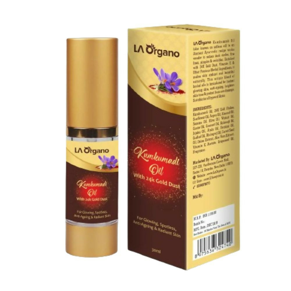 LA Organo Kumkumadi Oil Enriched with 24K Gold Dust | Grocsy