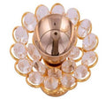 Puja N Pujari Flower Design Brass Crystal Diya | Grocsy