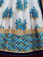 Tulsi Art Attractive White Floral Print Banglori Silk Wedding Lehenga Choli | Grocsy