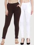 TAG 7 Women Pack Of 2 Solid Ankle-Length Straight-Fit Leggings | Grocsy
