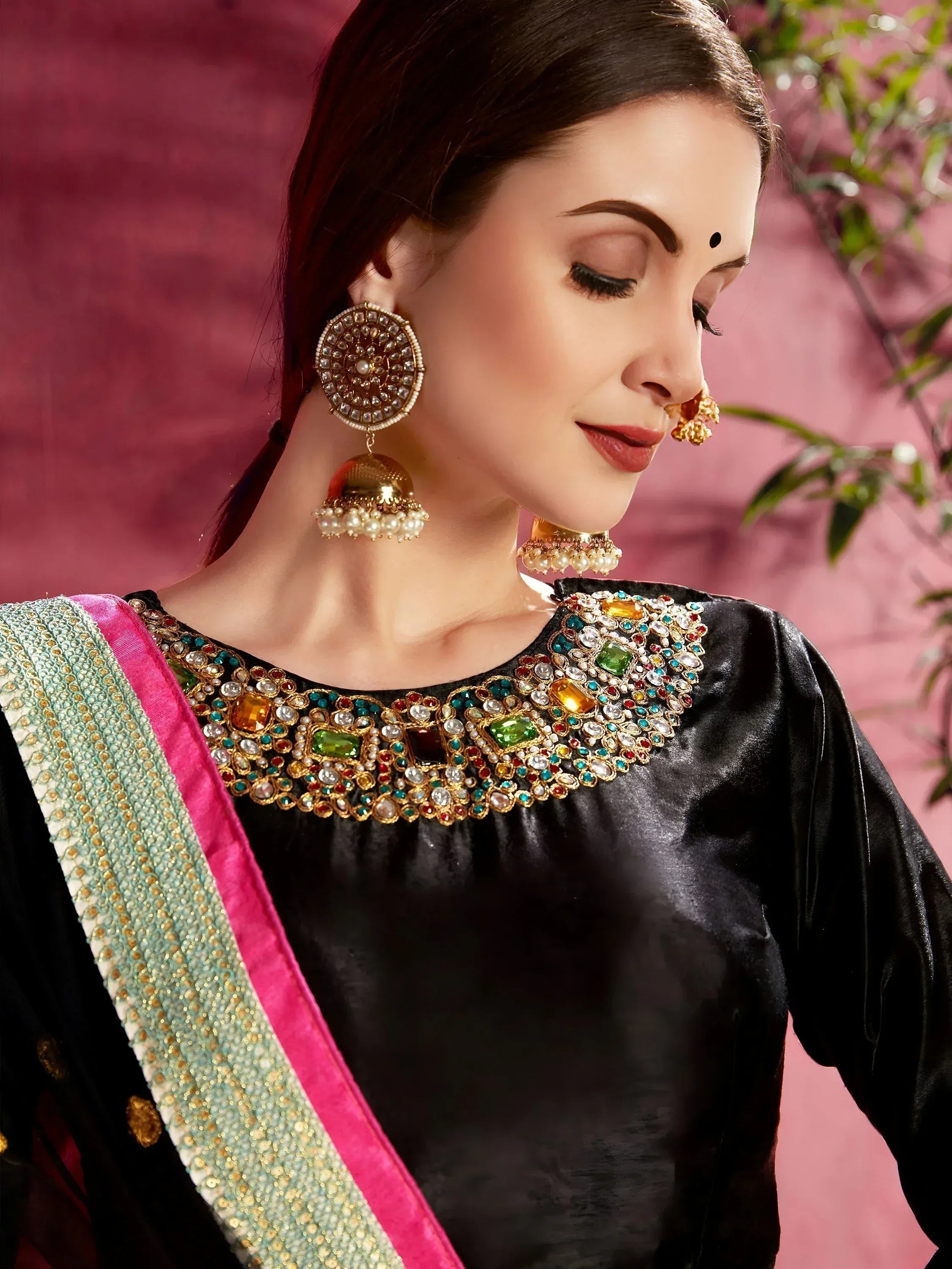 Tulsi Art Attractive Blue Floral Printed Banglori Silk Bridal Lehenga With Black Choli | Grocsy