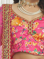 Tulsi Art Marvelous Deep Pink Floral Printed Art Silk Lehenga Choli With Dupatta | Grocsy