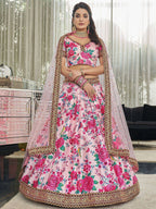 Tulsi Art Ravishing Light Pink Floral Printed Art Silk Lehenga Choli | Grocsy