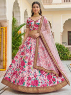 Tulsi Art Captivating Light Pink Floral Printed Silk Festival Wear Lehenga Choli | Grocsy
