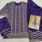Anaita Violet Chinon Sequence Embroidered Readymade Salwar Suit | Grocsy