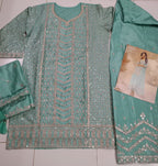 Anaita Sky Blue Chinon Sequence Embroidered Readymade Salwar Suit | Grocsy