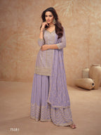 Anaita Light Lavender Chinon Sequence Embroidered Readymade Salwar Suit | Grocsy