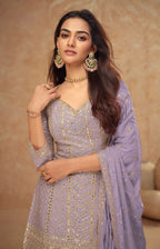 Anaita Light Lavender Chinon Sequence Embroidered Readymade Salwar Suit | Grocsy