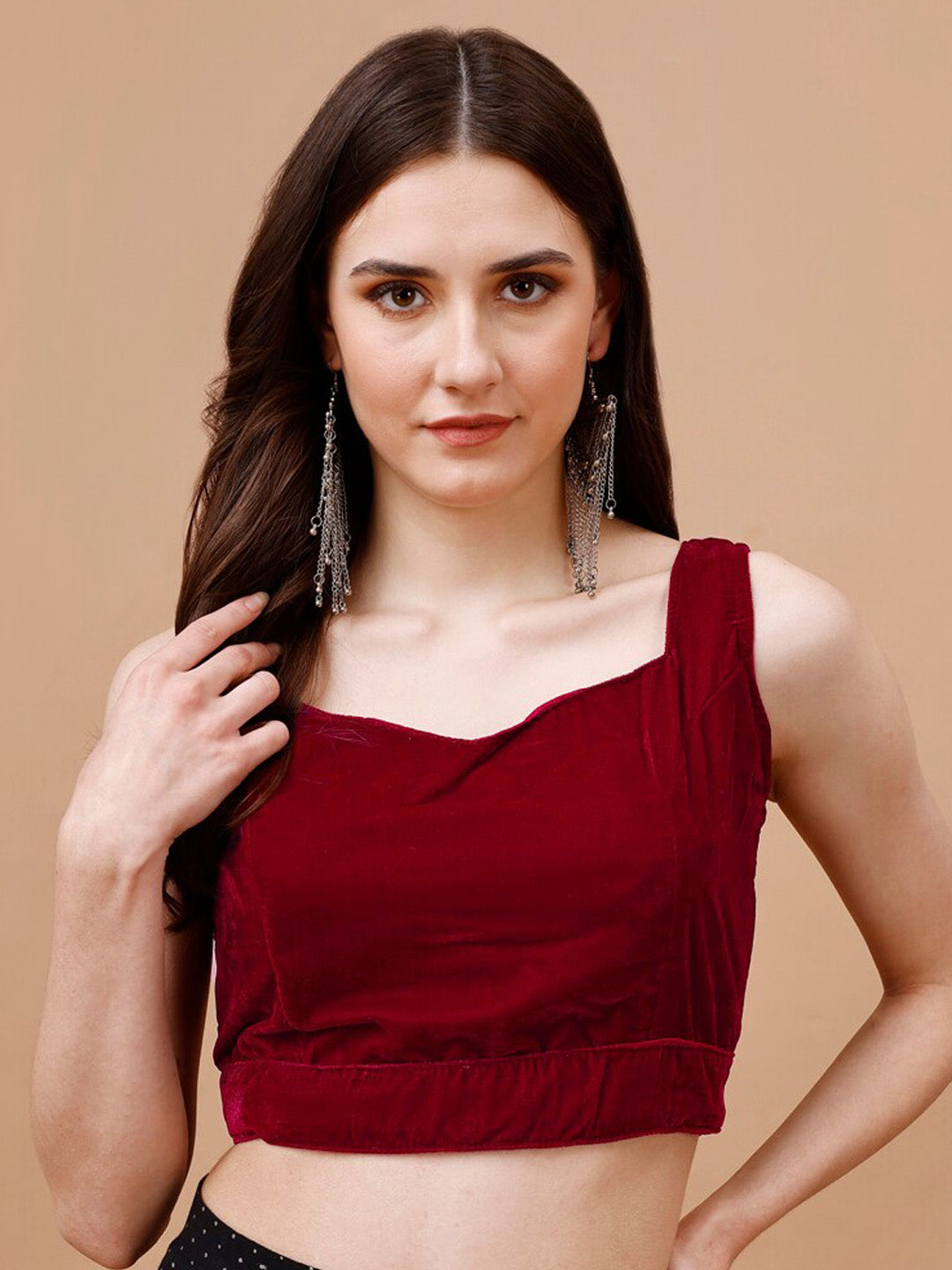 Tikhi Imli Sweetheart Neck Sleeveless Velvet Saree Blouse | Grocsy