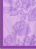Sangria Purple Floral Printed Pure Chiffon Saree | Grocsy