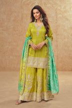 Evanik Party Wear Cosmos Silk With Sequins Embroidered Work Palazzo Set | Grocsy