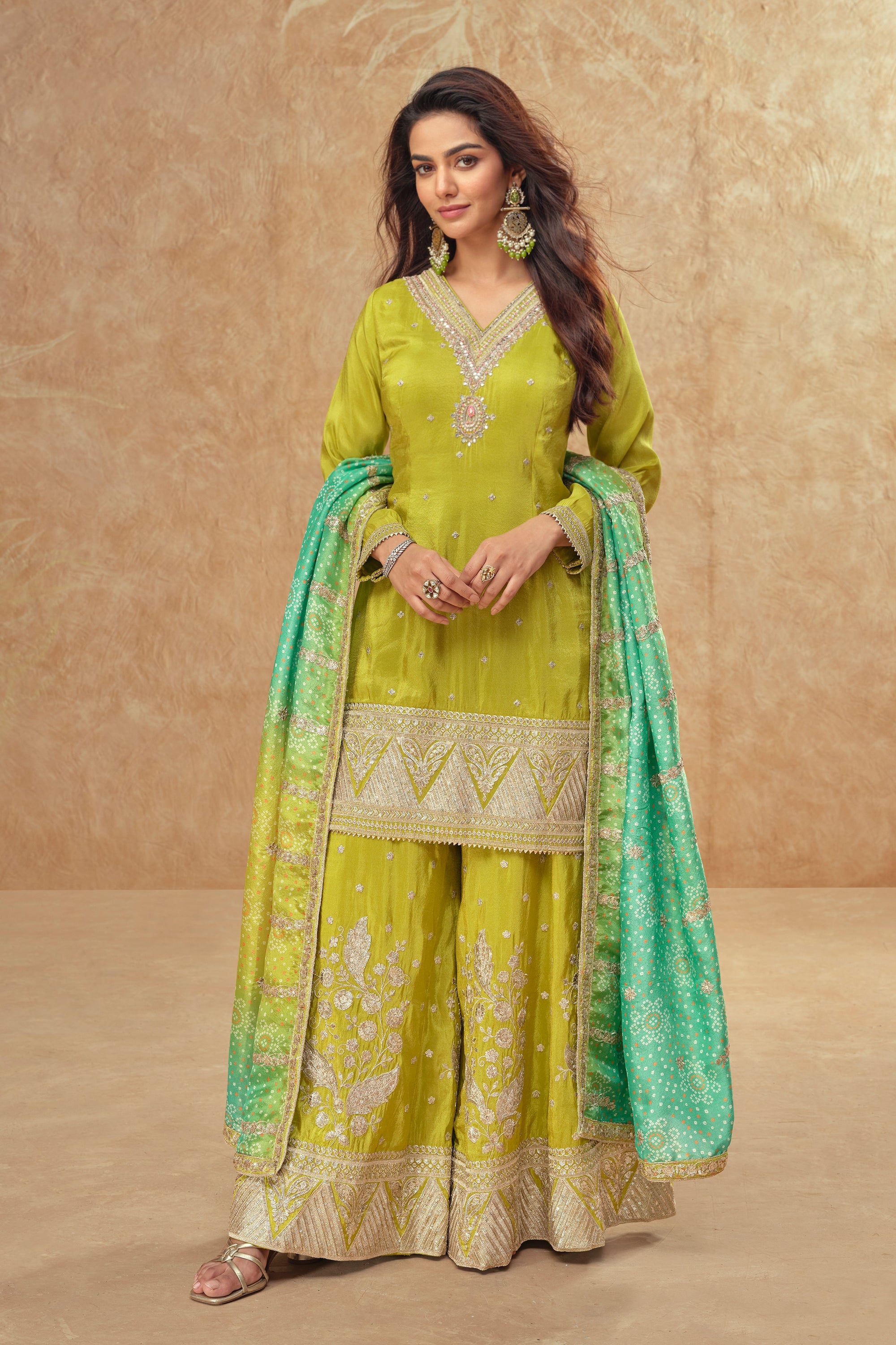 Evanik Party Wear Cosmos Silk With Sequins Embroidered Work Palazzo Set | Grocsy