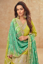 Evanik Party Wear Cosmos Silk With Sequins Embroidered Work Palazzo Set | Grocsy