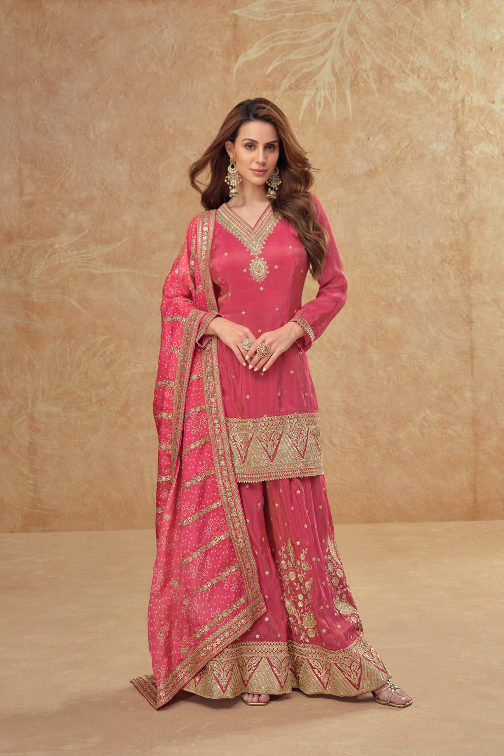 Evanik Party Wear Cosmos Silk With Sequins Embroidered Work Palazzo Set | Grocsy