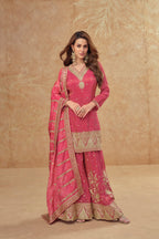 Evanik Party Wear Cosmos Silk With Sequins Embroidered Work Palazzo Set | Grocsy