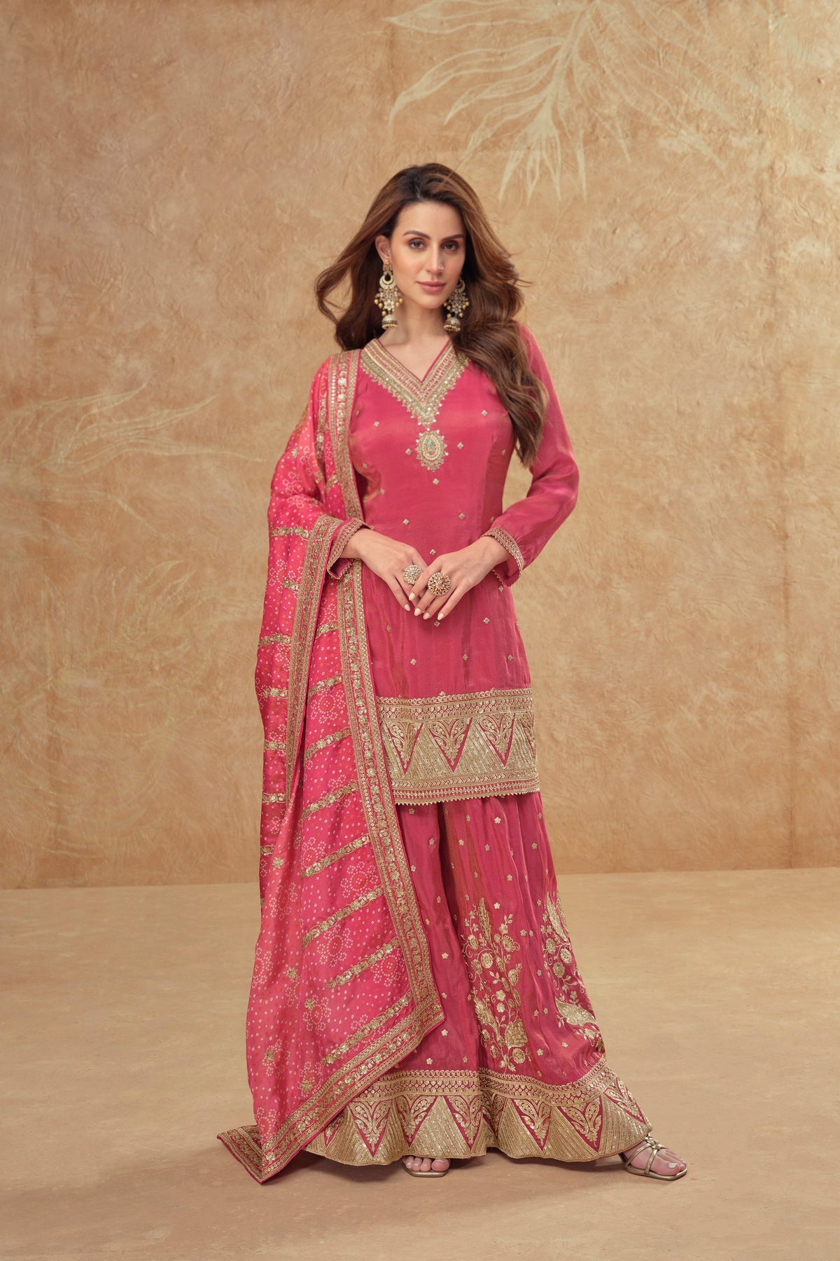 Evanik Party Wear Cosmos Silk With Sequins Embroidered Work Palazzo Set | Grocsy