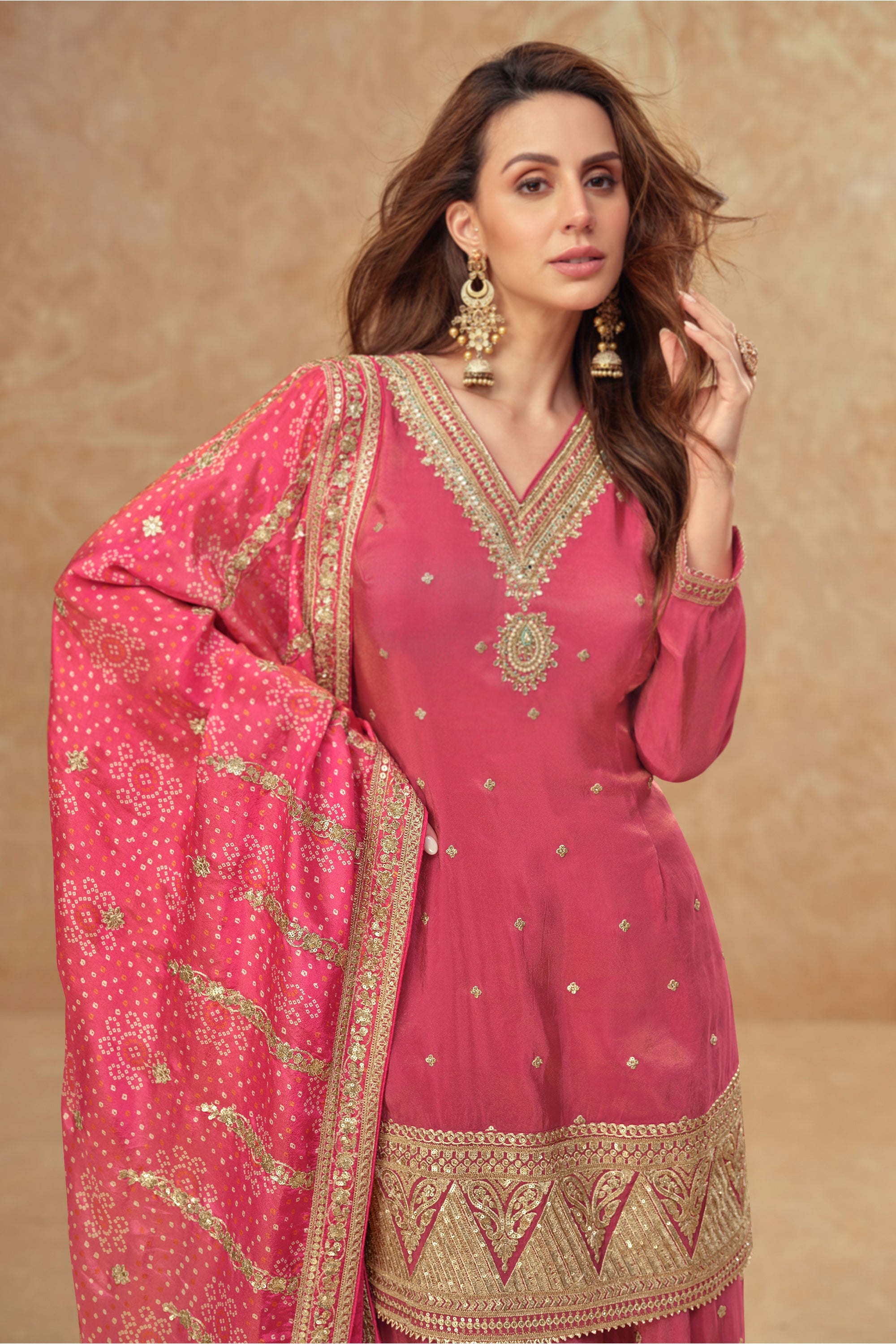 Evanik Party Wear Cosmos Silk With Sequins Embroidered Work Palazzo Set | Grocsy