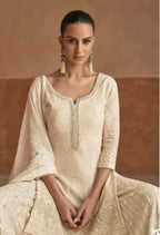 Anaita Cream Georgette Stitched Suit With Embroidery & Sequence Work | Grocsy