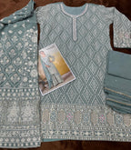 Anaita Sky Blue Georgette Stitched Suit With Embroidery & Sequence Work | Grocsy