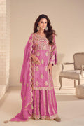 Anaita Pink Shimmer Stitched Suit With Hand & Embroidery Work | Grocsy