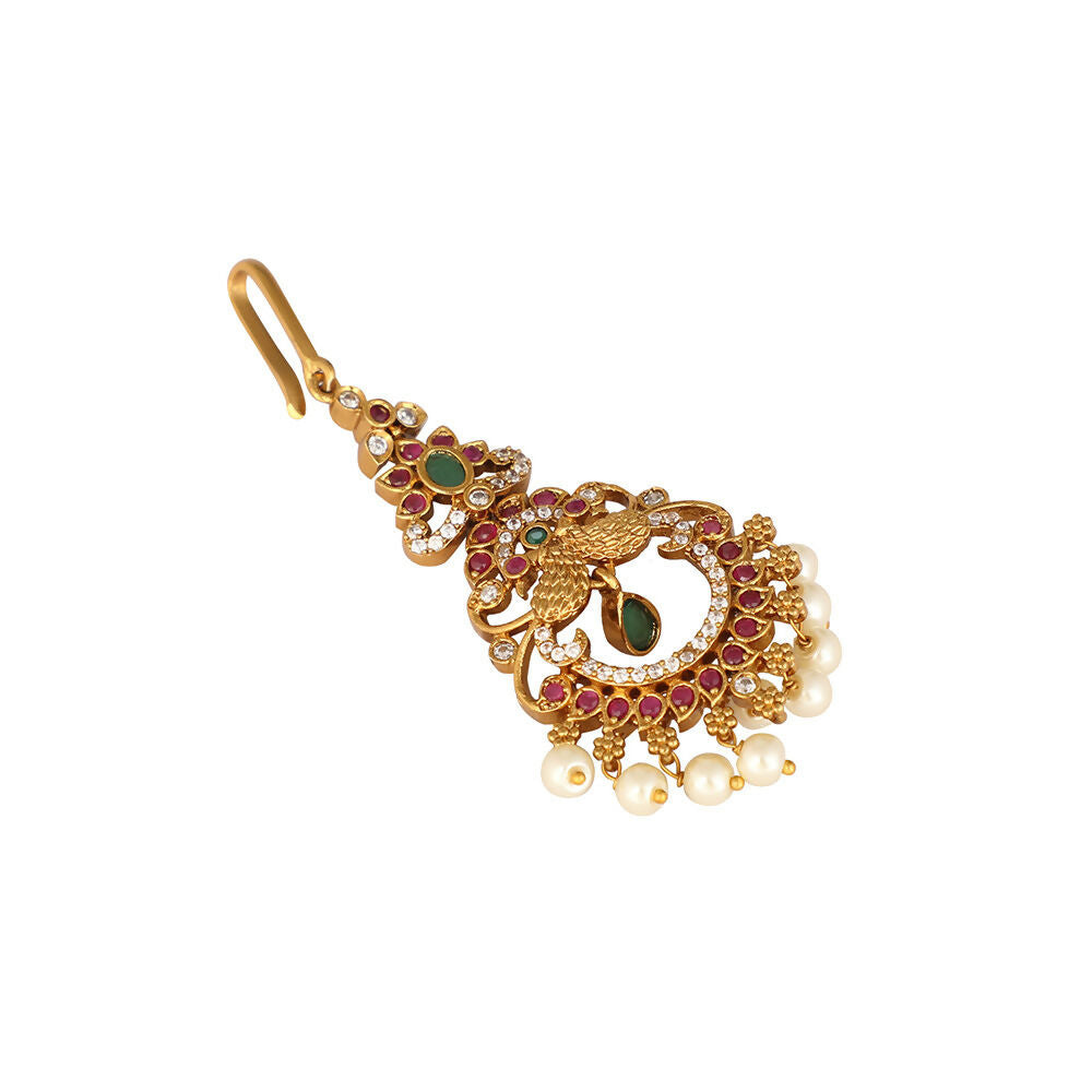 Nuyug 18K Gold Plated Ethereal Dual Color Maang Tikka | Grocsy