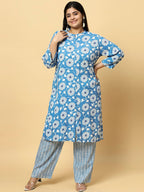 Sztori Plus Size Ethnic Motifs Printed Pure Cotton Kurta & Trouser | Grocsy