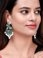 Shoshaa Silver-Plated Green Handcrafted Drop Earrings With Pearl | Grocsy