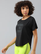 MKH Women Typography Printed Dri-FIT Sports T-shirt | Grocsy