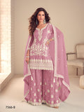 Anaita Purple Chinon Stitched Suit with Embroidery & Sequence Work | Grocsy