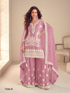 Anaita Purple Chinon Stitched Suit with Embroidery & Sequence Work | Grocsy