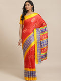 Saree Mall Red & Off-White Dyed Effect Saree | Grocsy