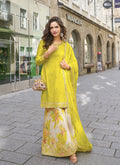 Anaita Yellow Heavy Chinon Silk Palazzo Suit With Sequence Work | Grocsy