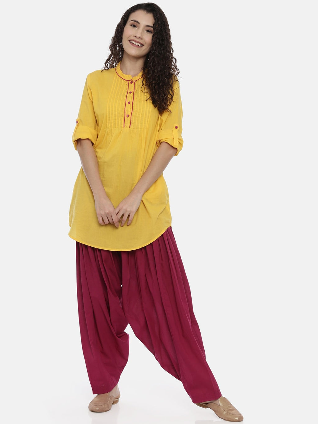 Souchii Maroon Solid Regular-Fit High-Rise Patiala | Grocsy