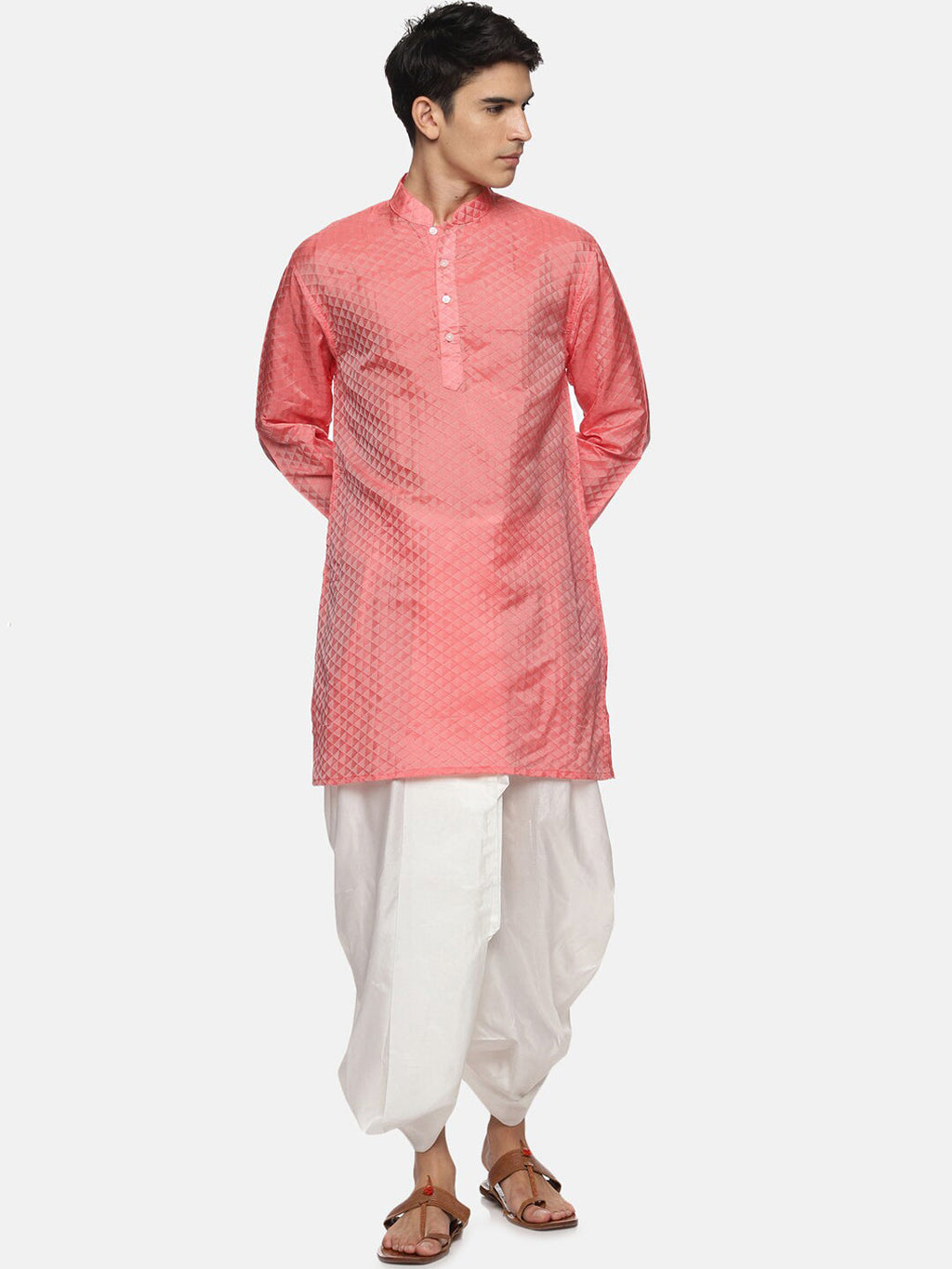 Sethukrishna Mens Red Striped Kurta with Dhoti Pants | Grocsy