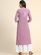HOUSE OF KARI Floral Embroidered Chikankari Cotton Kurta | Grocsy