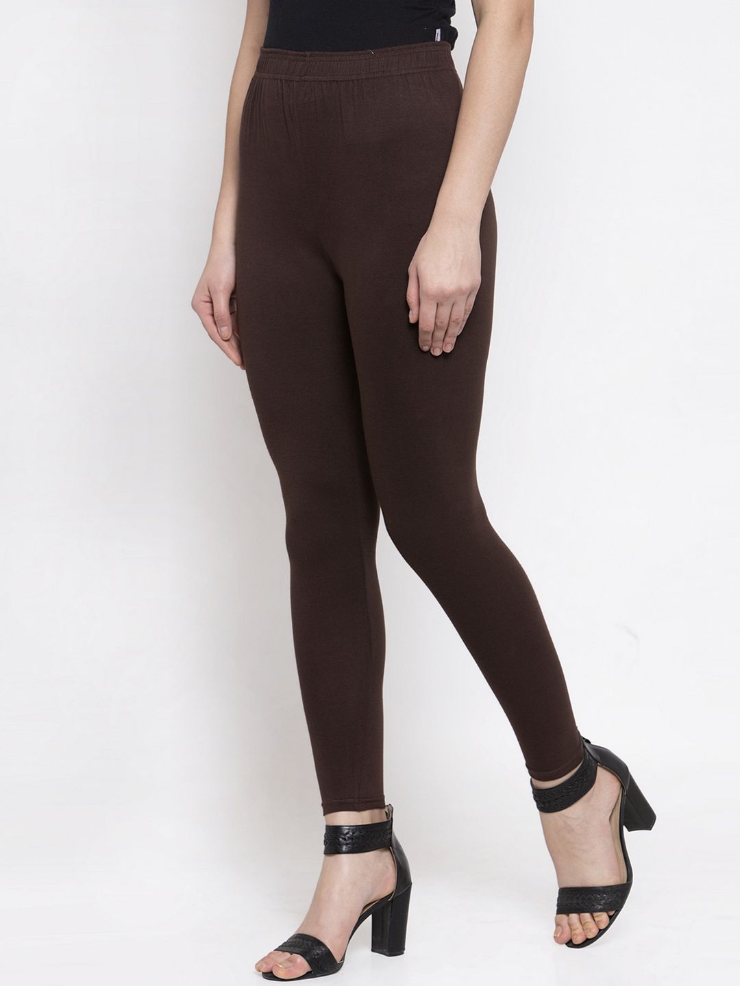 TAG 7 Women Brown Solid Ankle-Length Leggings | Grocsy