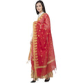 A R Silk VNS Ambi Border Fancy Dupatta Red Color Dupatta or Chunni | Grocsy