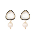 Nuyug 22K Gold Plated Kundan Stone Ethnic Mini Pearl Drop Studs | Grocsy