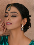 Dual Tone Kundan Maang Tikka with Earrings Jewellery Set (silver) - Ruby Raang | Grocsy