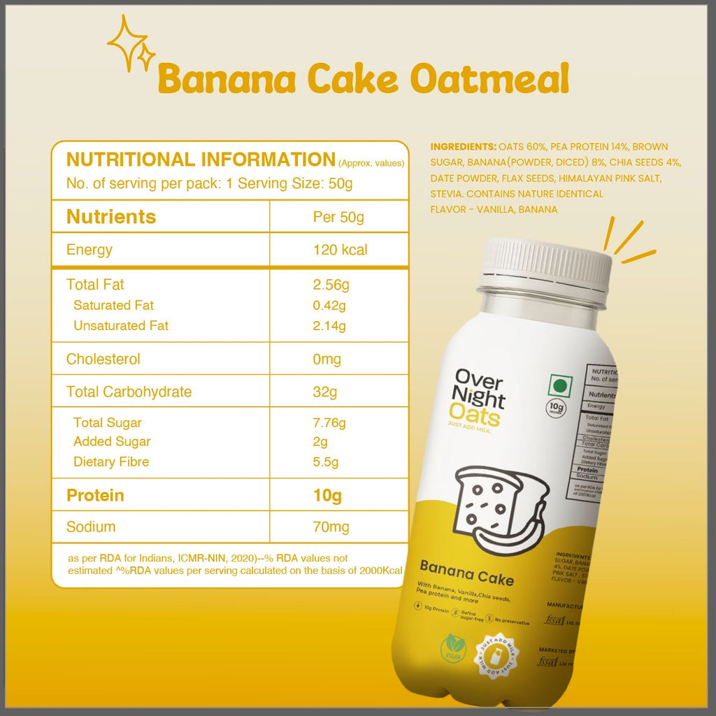 OverNightOats Vegan Banana Cake Oatmeal | Grocsy