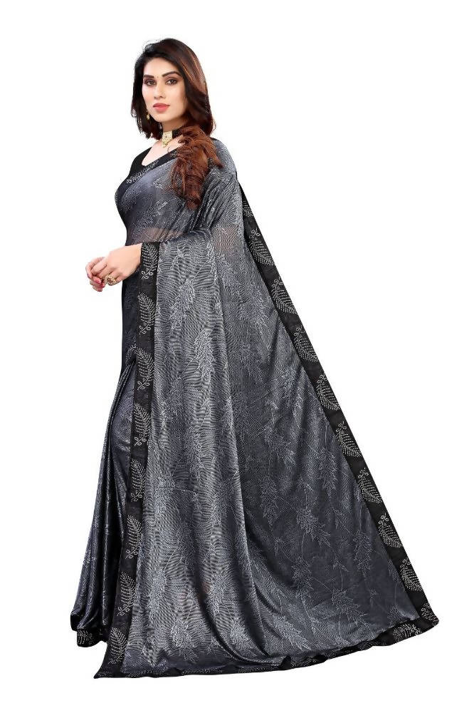 Vamika Grey Malai Silk Embroidery Saree | Grocsy