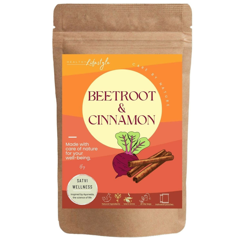 Satvi Wellness Beetroot Cinnamon Tea Bags | Herbal Tea | Grocsy