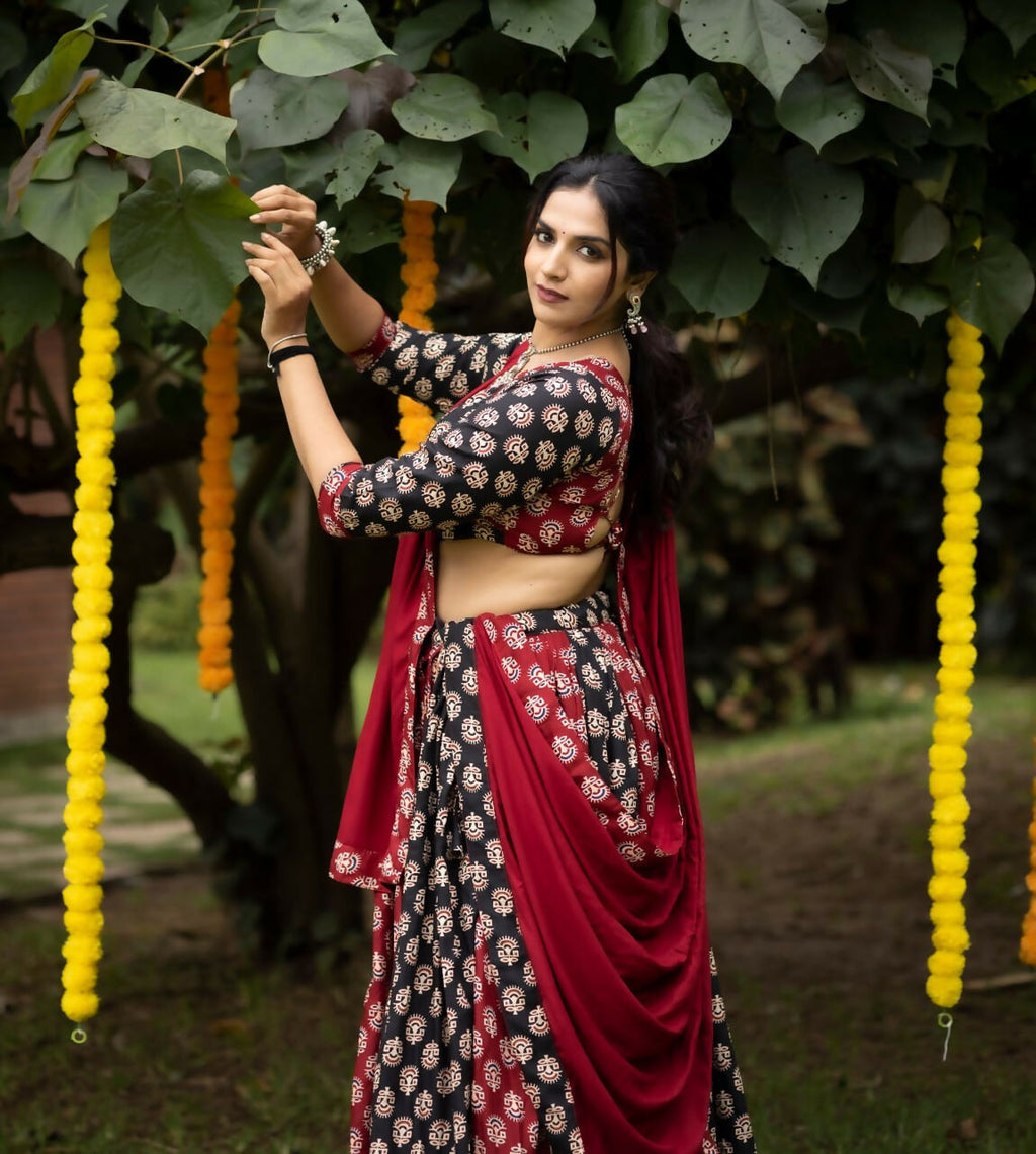 Yash Enterprise Multi Color Rayon Cotton Embroidery Semi Stitched Navratri Top Chaniya Choli | Grocsy